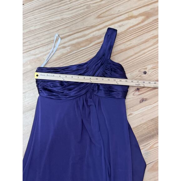 David's Bridal One Shoulder Dress with Cascade Back Lapis Purple Size 10 NWT - Picture 5 of 10